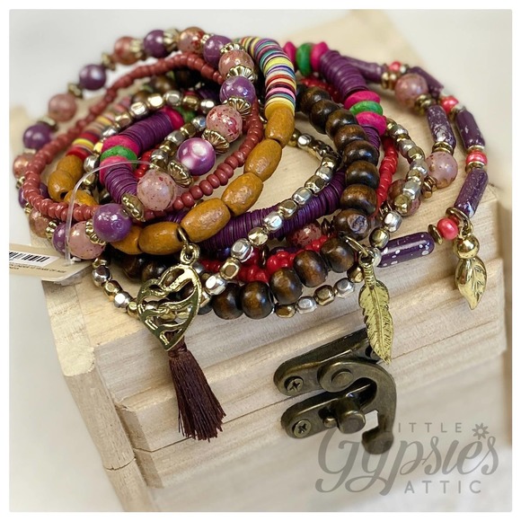 TEN Layer Stacked Beaded Bracelets - Picture 6 of 7